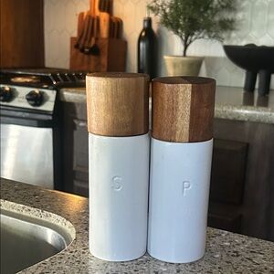 Target White and Brown Salt and Pepper Shakers